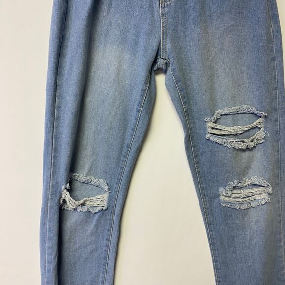 SHEIN Mom Jeans Women's High Waisted Distress Light Wash Size Small - Picture 4 of 11